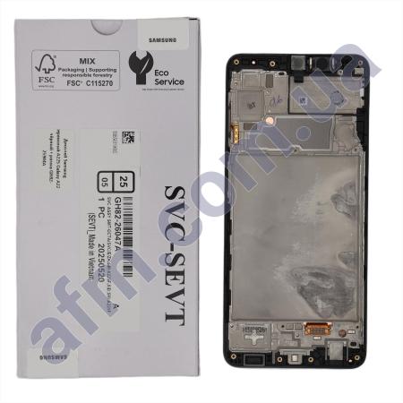 Дисплей Samsung сервісний A225 Galaxy A22 чорний + рамка GH82-25944A