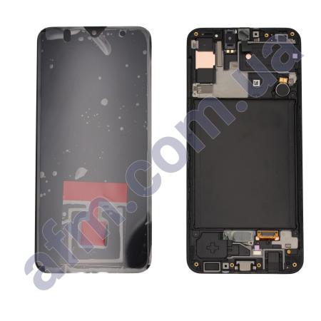 Дисплей Samsung сервісний A307 Galaxy A30s 2019 чорний + рамка GH82-21190A