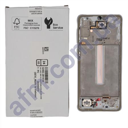 Дисплей Samsung сервісний A336 Galaxy A33 5G білий + рамка GH82-28143B