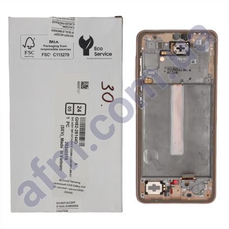 Дисплей Samsung сервісний A336 Galaxy A33 5G золотий + рамка GH82-28143D