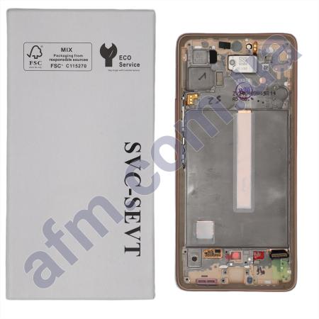 Дисплей Samsung сервисный A536 Galaxy A53 5G золотой + рамка GH82-28024D