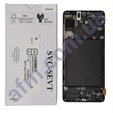 Дисплей Samsung сервісний A715 Galaxy A71 чорний + рамка GH82-22152A