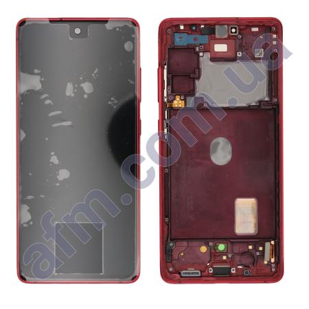 Дисплей Samsung сервисный G780 Galaxy S20 FE красный + рамка GH82-24219E