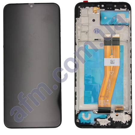 Дисплей Samsung A037F Galaxy A03s (жёлтый шлейф) (161*72) чорний + рамка
