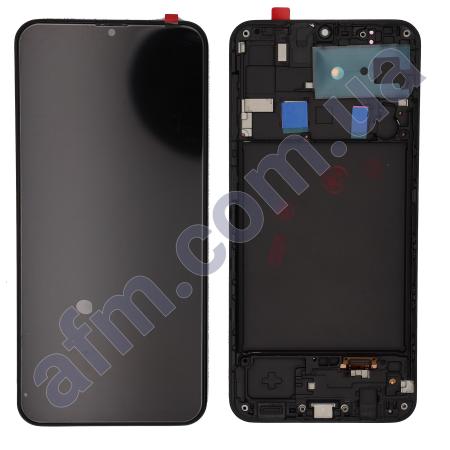 Дисплей Samsung A205F Galaxy A20 OLED чёрный + рамка