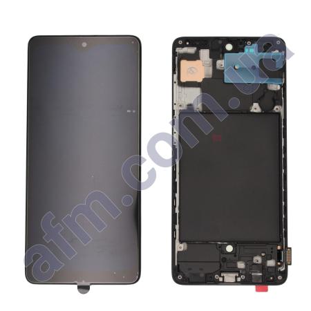 Дисплей Samsung A715F Galaxy A71 OLED (Small LCD) чорний + рамка