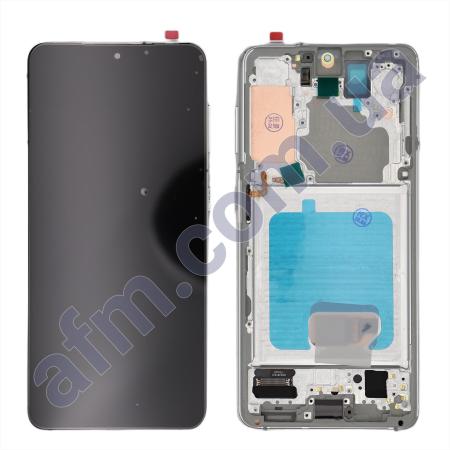 Дисплей Samsung G991B Galaxy S21 5G OLED чорний + рамка срібна