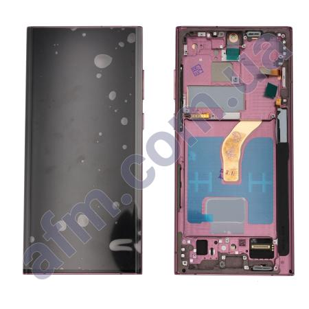 Дисплей Samsung S908B Galaxy S22 Ultra OLED (Small LCD) чорний + рамка фіолетова