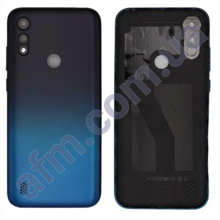 Задняя крышка Motorola XT2053 Moto E6s Peacock Blue синяя + стекло камеры!