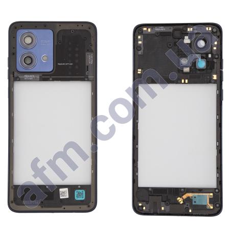 Середня частина (рамка корпуса) Motorola XT2347 Moto G84 синя Midnight Blue + Скло камери
