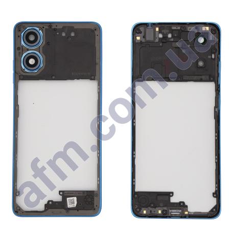 Середня частина (рамка корпуса) Motorola XT2421 Moto G04/ XT2421-8 G04s синя + Скло камери