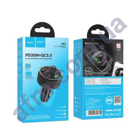 FM модулятор Hoco E82 Guerrero PD30W + QC3.0 Bluetooth чёрный