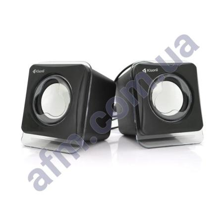 Колонки компьютерные Kisonli V410 RGB стерео з регулюванням звуку 3.5 + USB чорна