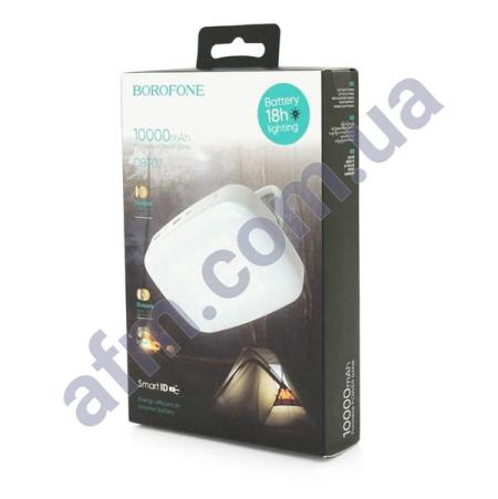 Внешний аккумулятор (Power Bank) Borofone DBT07 18W + фонарик 2USB (10000 mAh) белый