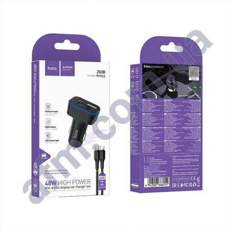 АЗП блок Hoco Z63B USB/ Type-C PD48W+QCс дисплеєм чорний