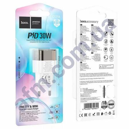 СЗУ блок Hoco C131A PD30W (1USB/ 1Type-C) чорний