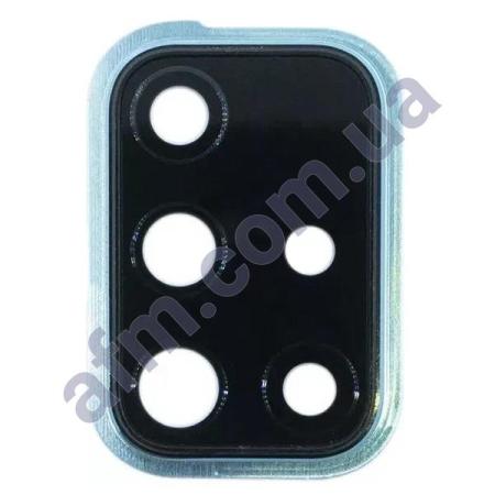 Скло камери Samsung A715 Galaxy A71 2020 чорне + блакитна рамка