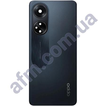 Задняя крышка Oppo A98 чёрная + стекло камеры
