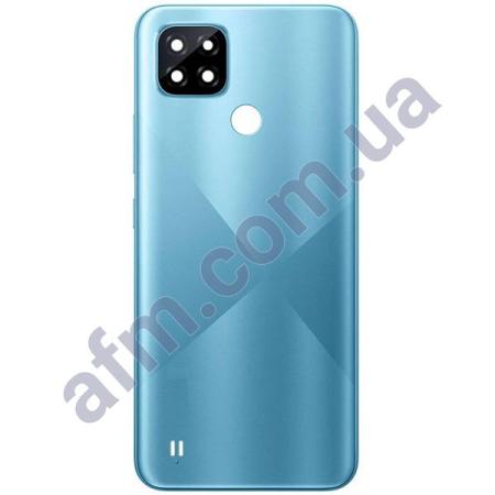 Задняя крышка Realme C21 голубая + стекло камеры