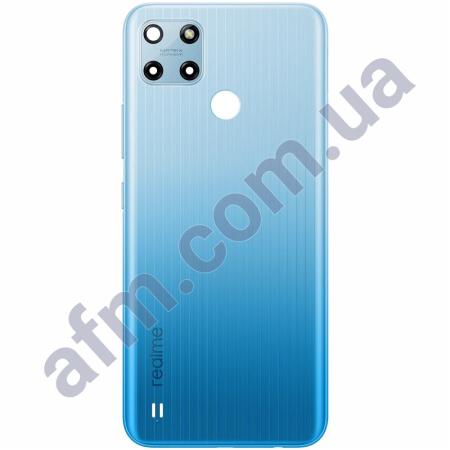 Задняя крышка Realme C25Y голубая + стекло камеры