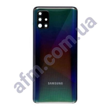 Задняя крышка Samsung A516 Galaxy A51 5G чёрная Awesome Black + стекло камеры