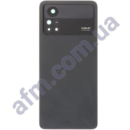Задняя крышка Xiaomi Poco X4 Pro/ Poco X4 Pro 5G чёрная Laser Black + стекло камеры