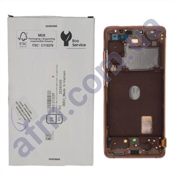 Дисплей Samsung сервисный G780 Galaxy S20 FE оранжевый + рамка GH82-31328F