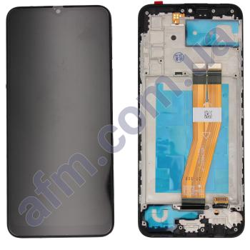 Дисплей Samsung A037F Galaxy A03s (жёлтый шлейф) (161*72) чорний + рамка