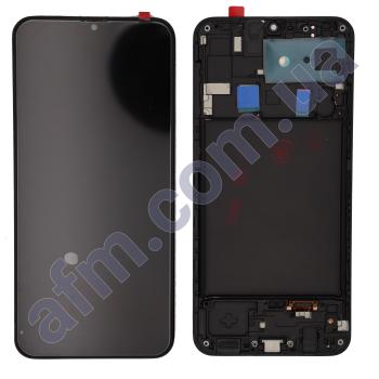 Дисплей Samsung A205F Galaxy A20 OLED чёрный + рамка