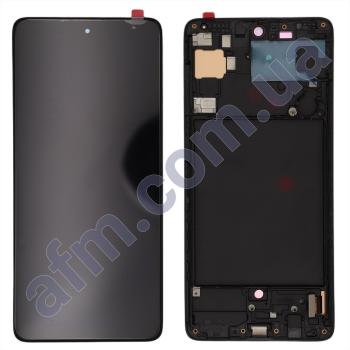 Дисплей Samsung A715F Galaxy A71 OLED чёрный + рамка