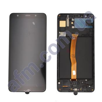 Дисплей Samsung A750F Galaxy A7 2018 OLED чорний + рамка