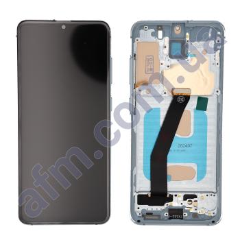 Дисплей Samsung G980F Galaxy S20/ G981B TFT чёрный + рамка голубая