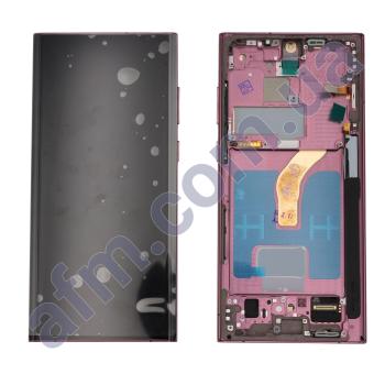 Дисплей Samsung S908B Galaxy S22 Ultra OLED (Small LCD) чорний + рамка фіолетова