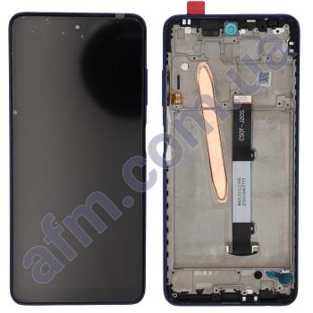 Дисплей Xiaomi Poco X3/ X3 NFC/ X3 Pro чорний + рамка синя