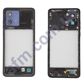Середня частина (рамка корпуса) Motorola XT2347 Moto G84 синя Midnight Blue + Скло камери