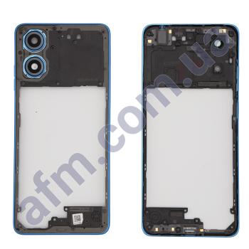 Середня частина (рамка корпуса) Motorola XT2421 Moto G04/ XT2421-8 G04s синя + Скло камери