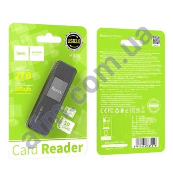 USB Card-reader Hoco HB20 USB2.0 2в1 чорний