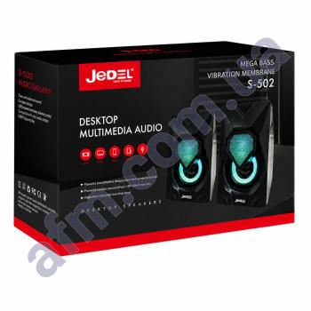 Колонки компьютерные Jedel S-502 RGB стерео з регулюванням звуку 3.5 + USB бірюзова