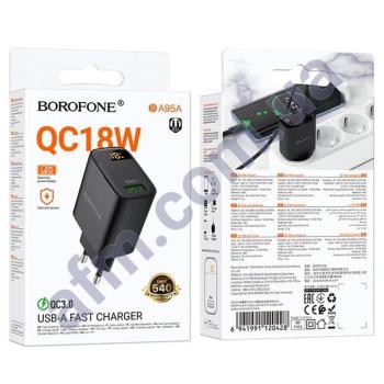 СЗУ блок Borofone BA95A QC3.0 + дисплей чорний