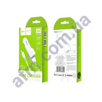 АЗП блок Hoco Z23 (2USB/ 2.4A) + кабель Micro білий