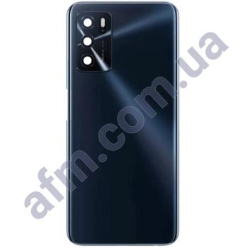 Задняя крышка Oppo A16/ A16s/ A54s чёрная Crystal Black + стекло камеры