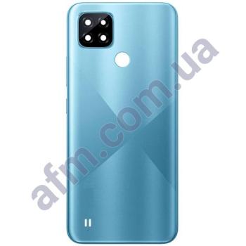 Задняя крышка Realme C21 голубая + стекло камеры