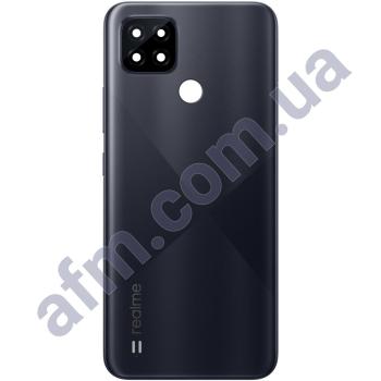 Задняя крышка Realme C21 чёрная + стекло камеры