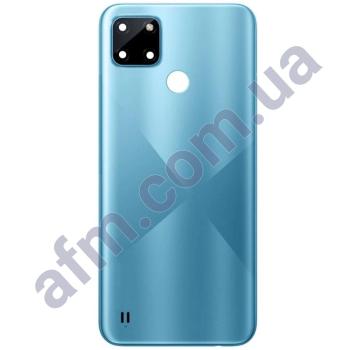 Задняя крышка Realme C21Y голубая + стекло камеры