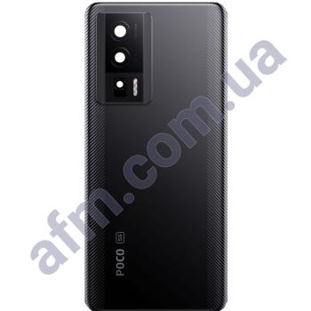 Задняя крышка Xiaomi Poco F5 Pro чёрная + стекло камеры