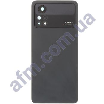 Задняя крышка Xiaomi Poco X4 Pro/ Poco X4 Pro 5G чёрная Laser Black + стекло камеры