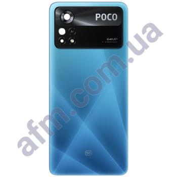 Задняя крышка Xiaomi Poco X4 Pro/ Poco X4 Pro 5G синяя Laser Blue + стекло камеры (64MP)